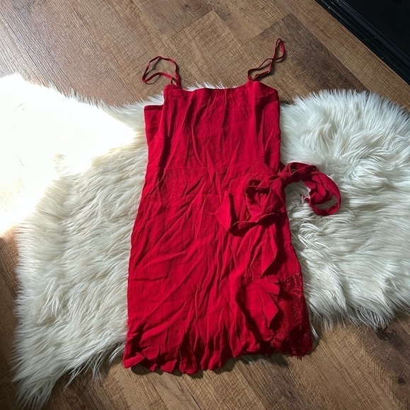 LULU’S Loves Young Dream Red Wrap Dress - Picture 2 of 4